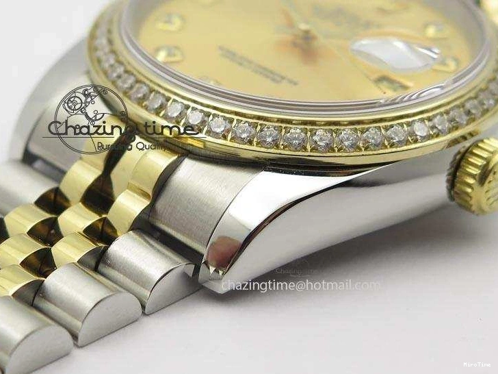 MiroTime 1219 HighPerformance DateJust 116234 BP Best Edition SS YG Gold Dial Diamond Markers On SS Bracelet A2824 V 3940
